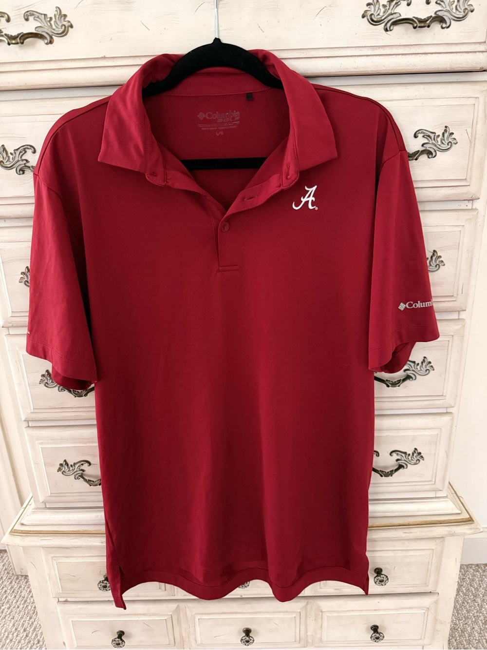 Columbia Men's Crimson Red Golf Polo with White 'A' Embroidery